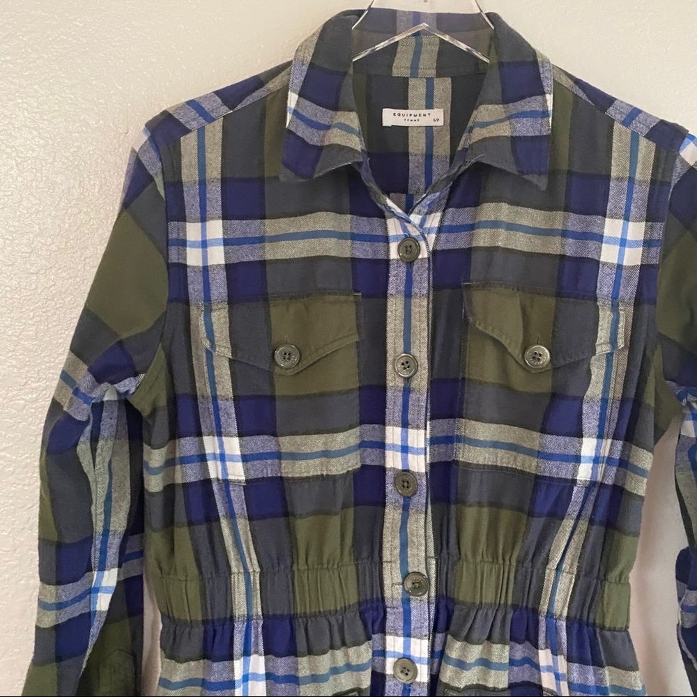 EQUIPMENT monroe cinched flannel shacket SMALL